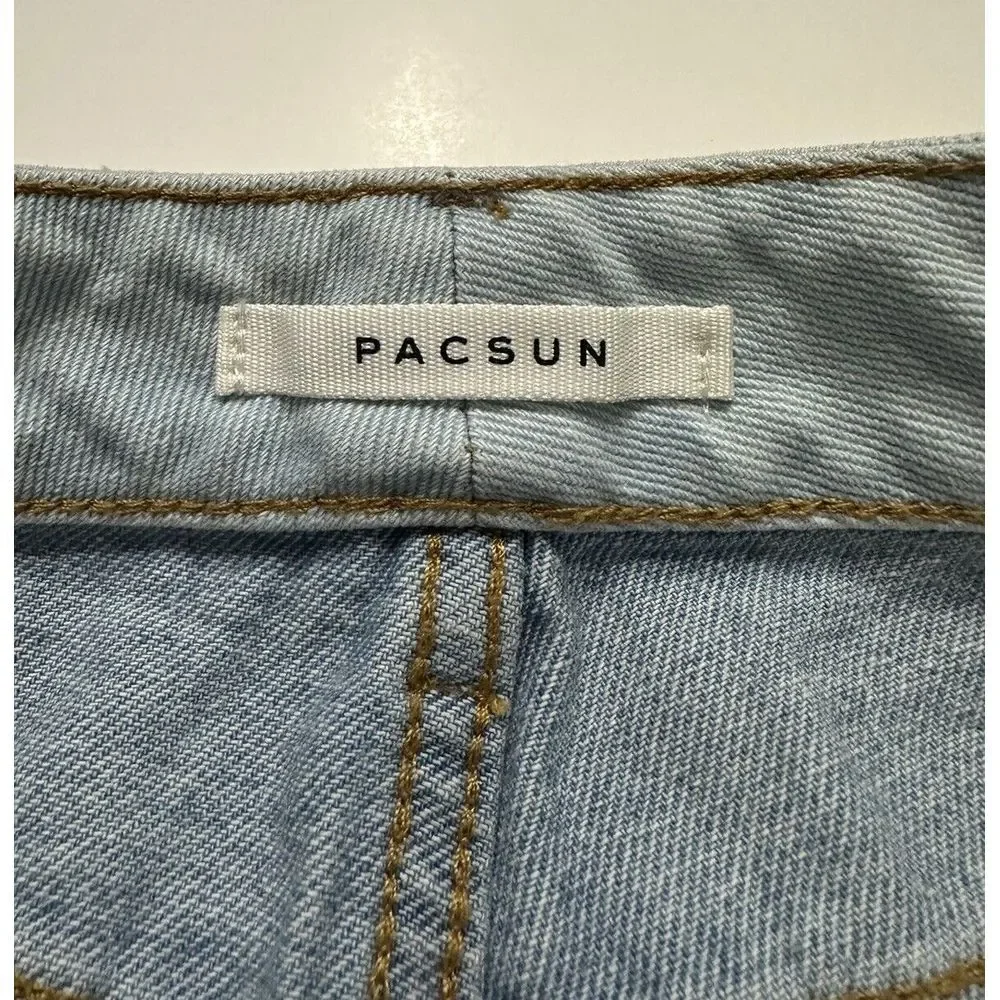 PACSUN Eco Hopper Patch Mom Jeans  Size 24 Light Wash High Rise Straight Leg NWT - Picture 8 of 12